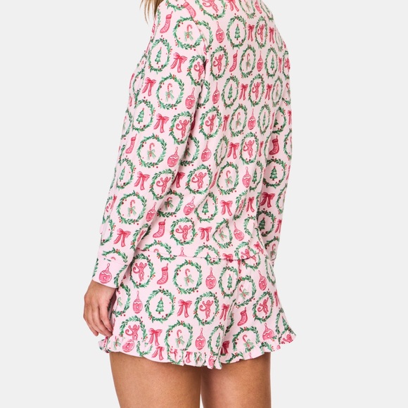 Roller Rabbit Festive Christmas  Pink and Green Pajama Set - Picture 7 of 7